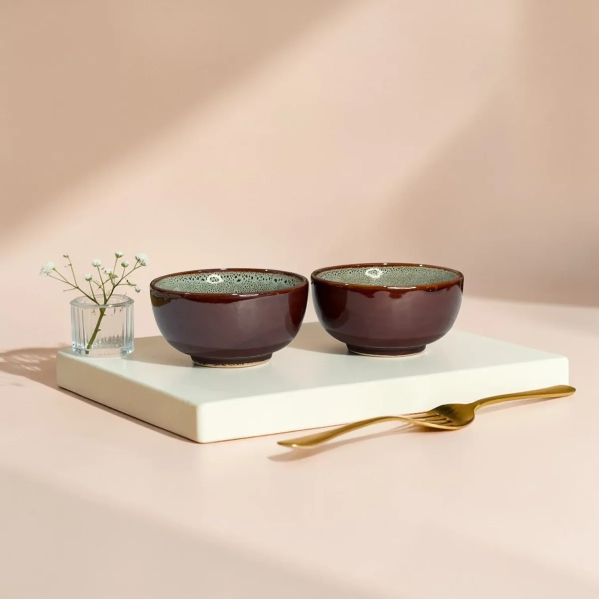 Harmiche BurntAmber Artisan Ceramic Soup Bowls Set of 2 – 300 ml