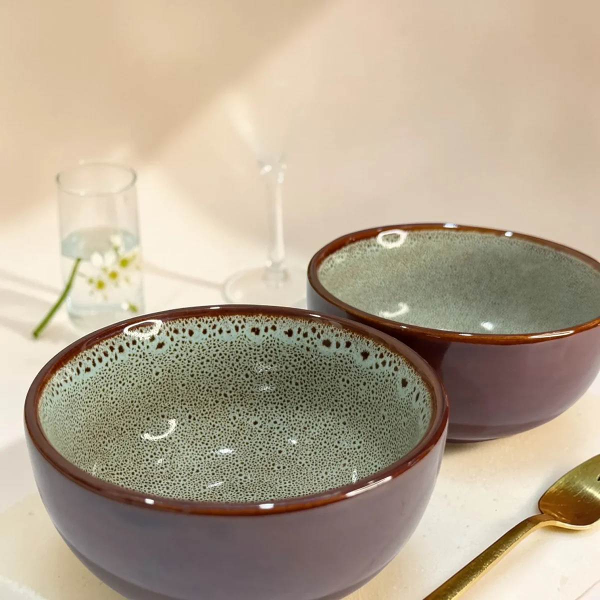 Harmiche BurntAmber Artisan Ceramic Soup Bowls Set of 2 – 300 ml