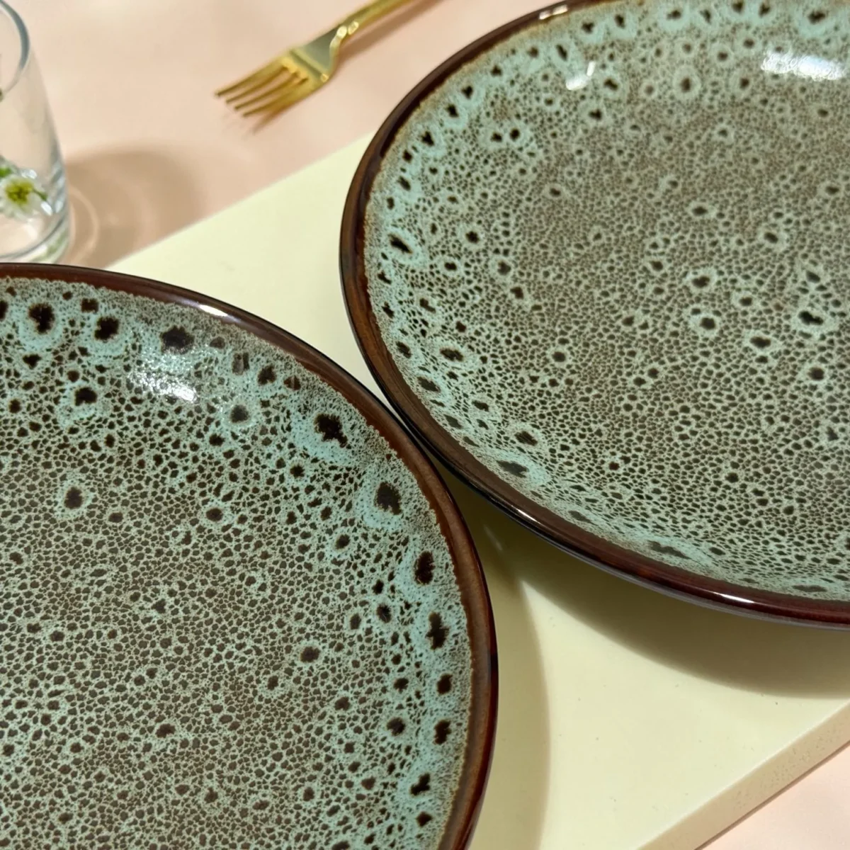Harmiche BurntAmber Speckled Ceramic Side Plates (Set of 2) – 7 Inch