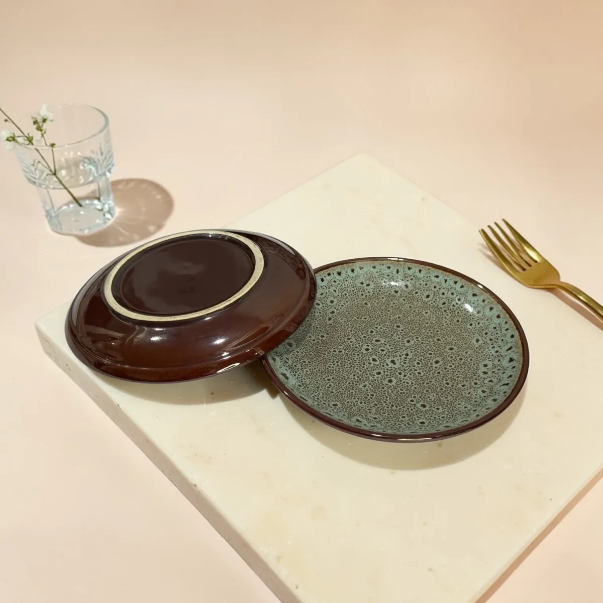 Harmiche BurntAmber Speckled Ceramic Side Plates (Set of 2) – 7 Inch