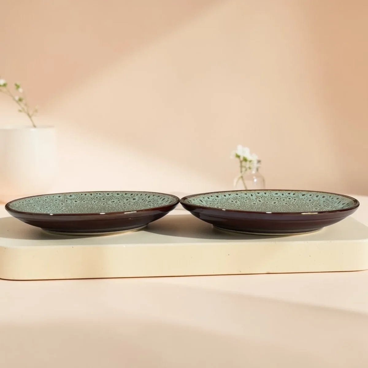 Harmiche BurntAmber Speckled Ceramic Side Plates (Set of 2) – 7 Inch