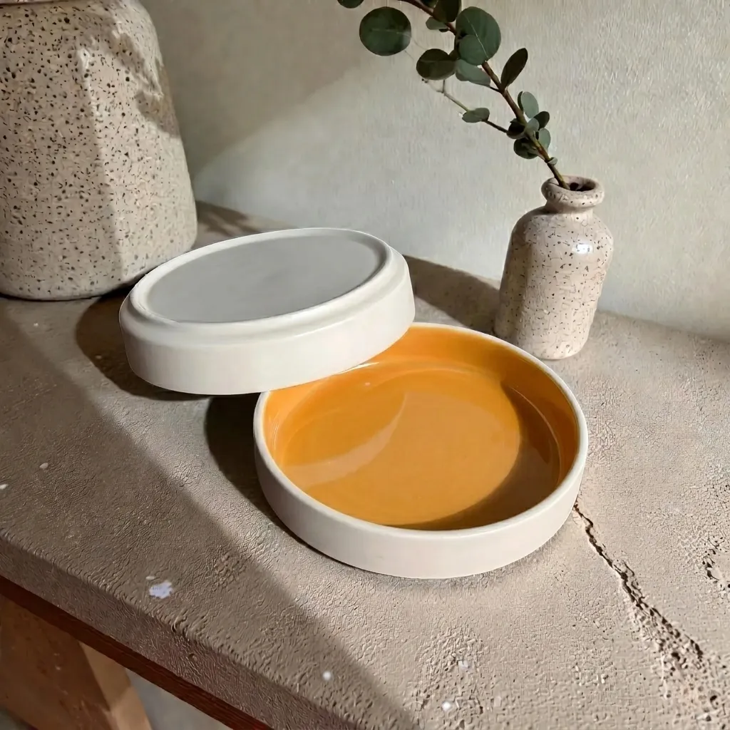 Harmiche Marigold Glow Handcrafted Ceramic Salad Bowls Set of 2 – Amber Glaze, Raised Rim, 8 Inch (8″ x 1.5″)