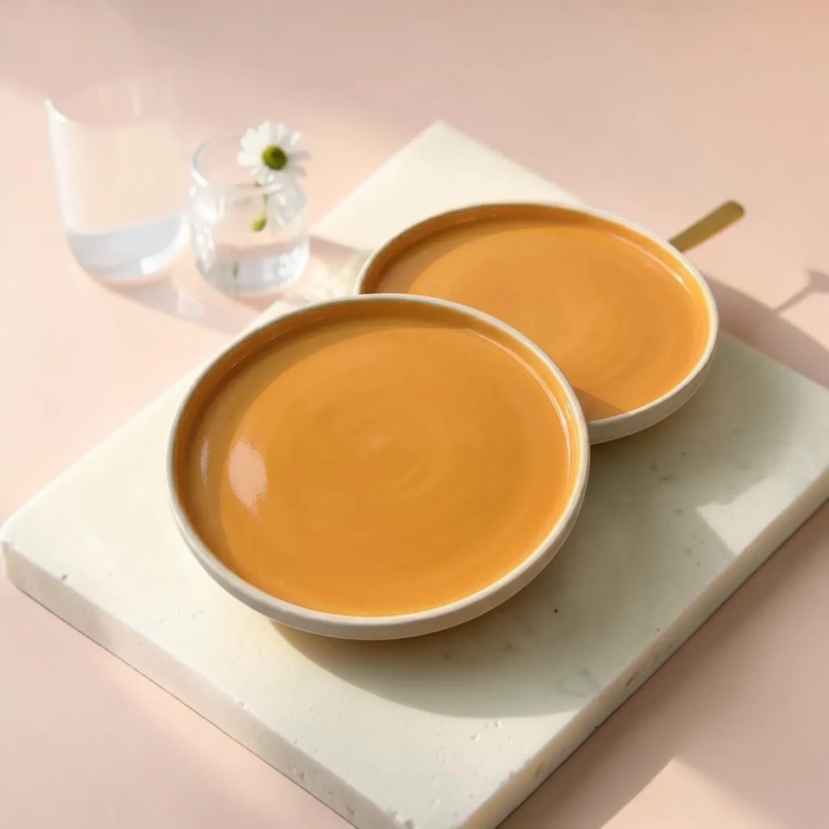 Harmiche Marigold Glow Handcrafted Ceramic Dinner Plates Set of 2 – Amber Glaze, Raised Rim, 10 Inch