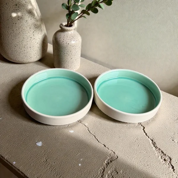 Harmiche Celadon Whisper Handcrafted Ceramic Salad Bowls | Set of 2 | 6", 7" & 8" Options