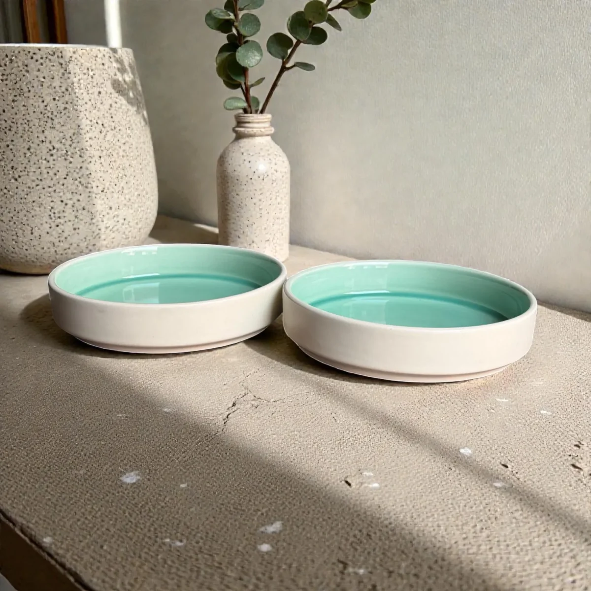 Harmiche Celadon Whisper Handcrafted Ceramic Salad Bowls | Set of 2 | 6", 7" & 8" Options
