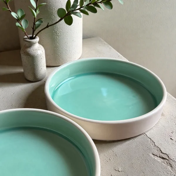 Harmiche Celadon Whisper Handcrafted Ceramic Salad Bowls | Set of 2 | 6", 7" & 8" Options
