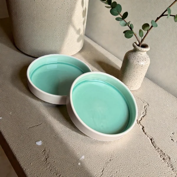 Harmiche Celadon Whisper Handcrafted Ceramic Salad Bowls | Set of 2 | 6", 7" & 8" Options