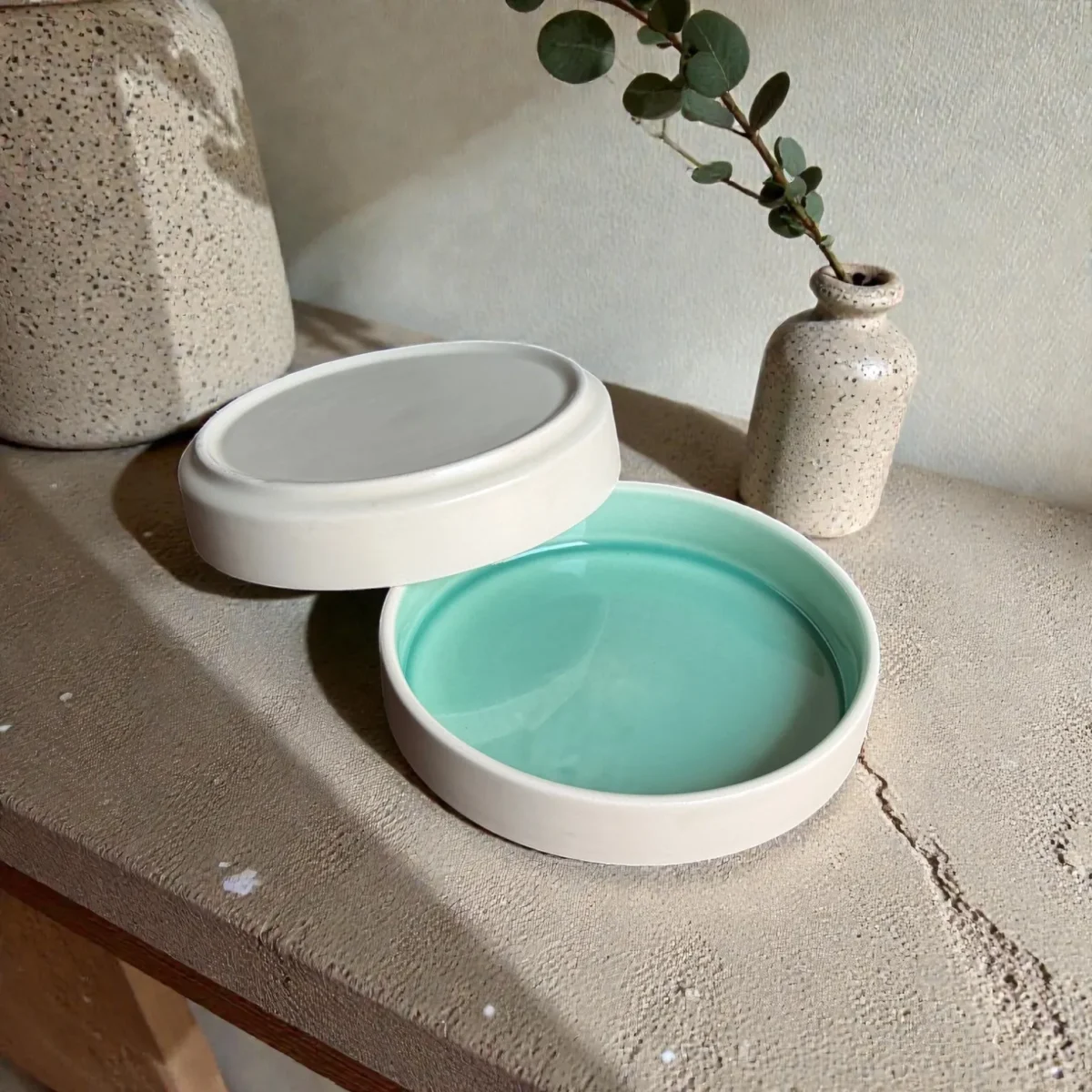 Harmiche Celadon Whisper Handcrafted Ceramic Salad Bowls | Set of 2 | 6", 7" & 8" Options