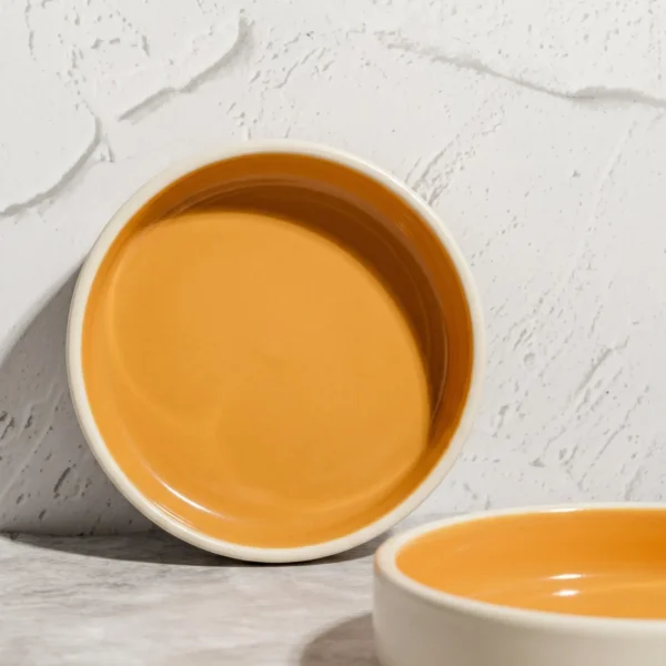 Harmiche Marigold Glow Handcrafted Ceramic Serving Bowls Set of 2 – Amber Glaze, 7 Inch, 800ml