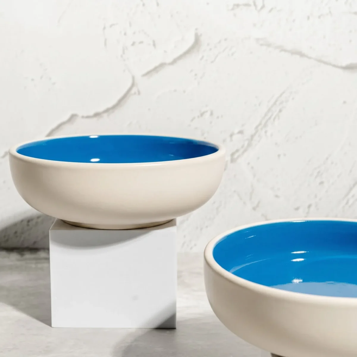 Harmiche Blue Lagoon Handcrafted Ceramic Serving Bowls Set of 2 – Cerulean Blue Glaze, 7 Inch, 800ml
