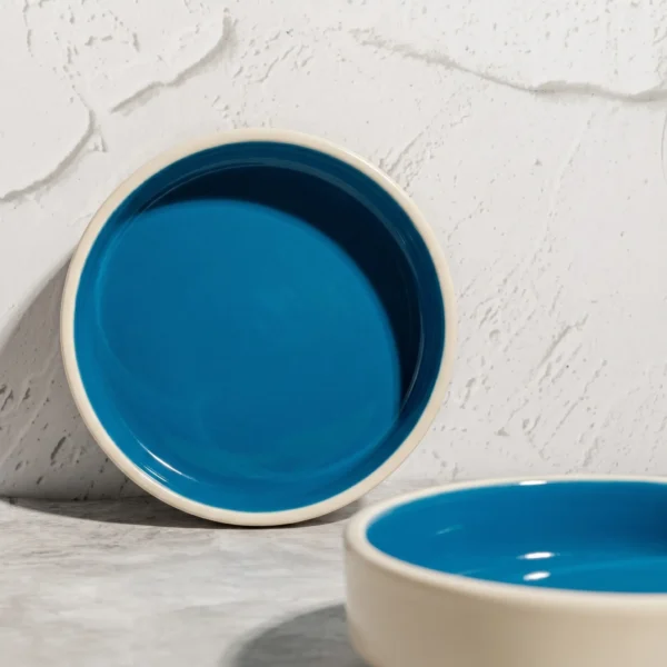 Harmiche Blue Lagoon Handcrafted Ceramic Serving Bowls Set of 2 – Cerulean Blue Glaze, 7 Inch, 800ml