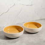 Harmiche Marigold Glow Handcrafted Ceramic Serving Bowls Set of 2 – Amber Glaze, 7 Inch, 800ml