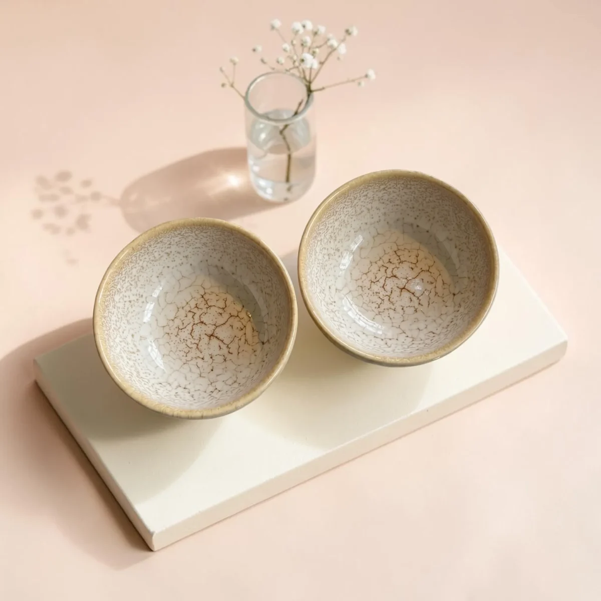 Harmiche Golden Saffron Ceramic Katori Bowls Set of 2 – 180ml, Dal & Dessert Bowl