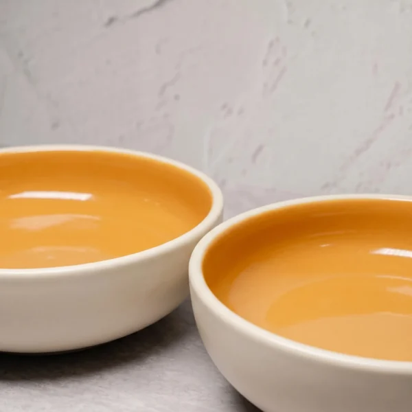 Harmiche Marigold Glow Handcrafted Ceramic Serving Bowls Set of 2 – Amber Glaze, 7 Inch, 800ml