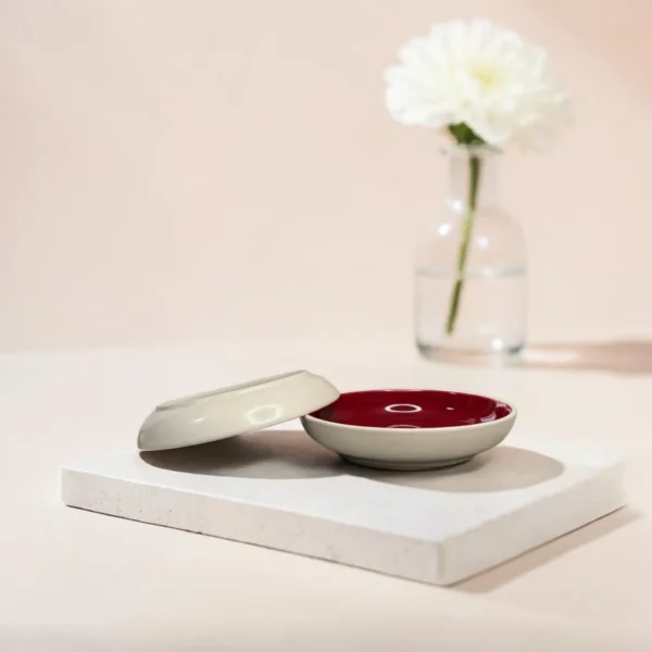 Harmiche Crimson Ember Handcrafted Ceramic Deep Plates Set of 2 – Pasta, Soup & Bowl Plates, Vivid Red Glaze, 8.5 Inch