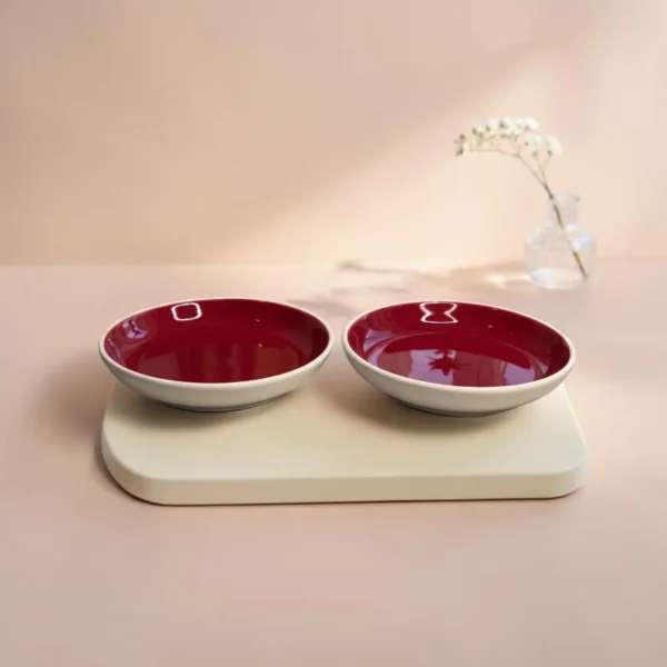Harmiche Crimson Ember Handcrafted Ceramic Deep Plates Set of 2 – Pasta, Soup & Bowl Plates, Vivid Red Glaze, 8.5 Inch