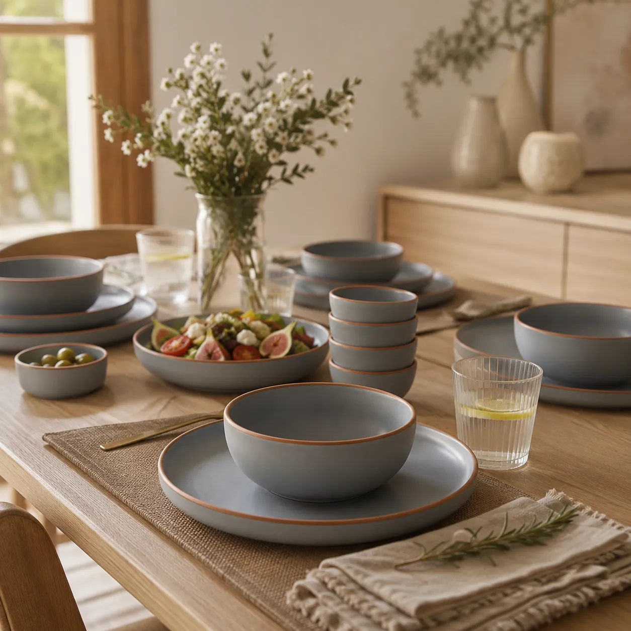 Harmiche signature grey ceramic table setting