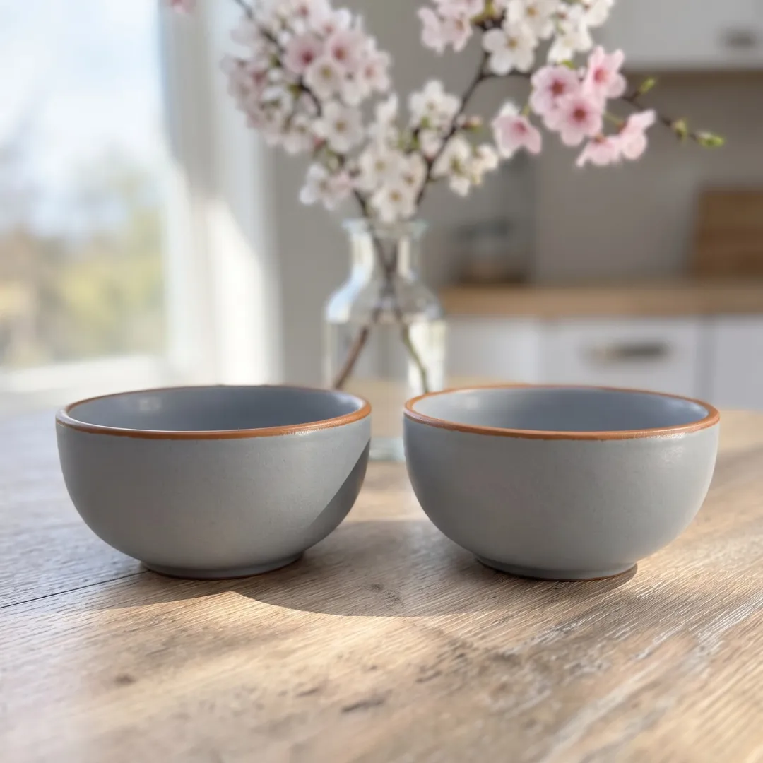 Harmiche Signature Grey Stoneware Soup Bowl Set of 2 | Timeless Matte Slate, 300ml