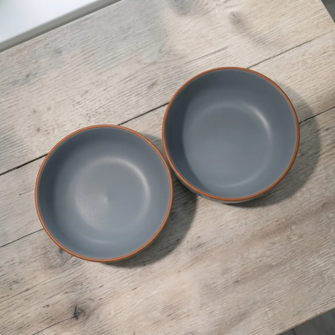 Harmiche Signature Grey Stoneware Serving Bowl Set of 2 | 700ml, matte slate glaze, terracotta rim. Oven & dishwasher safe. Built to share.
