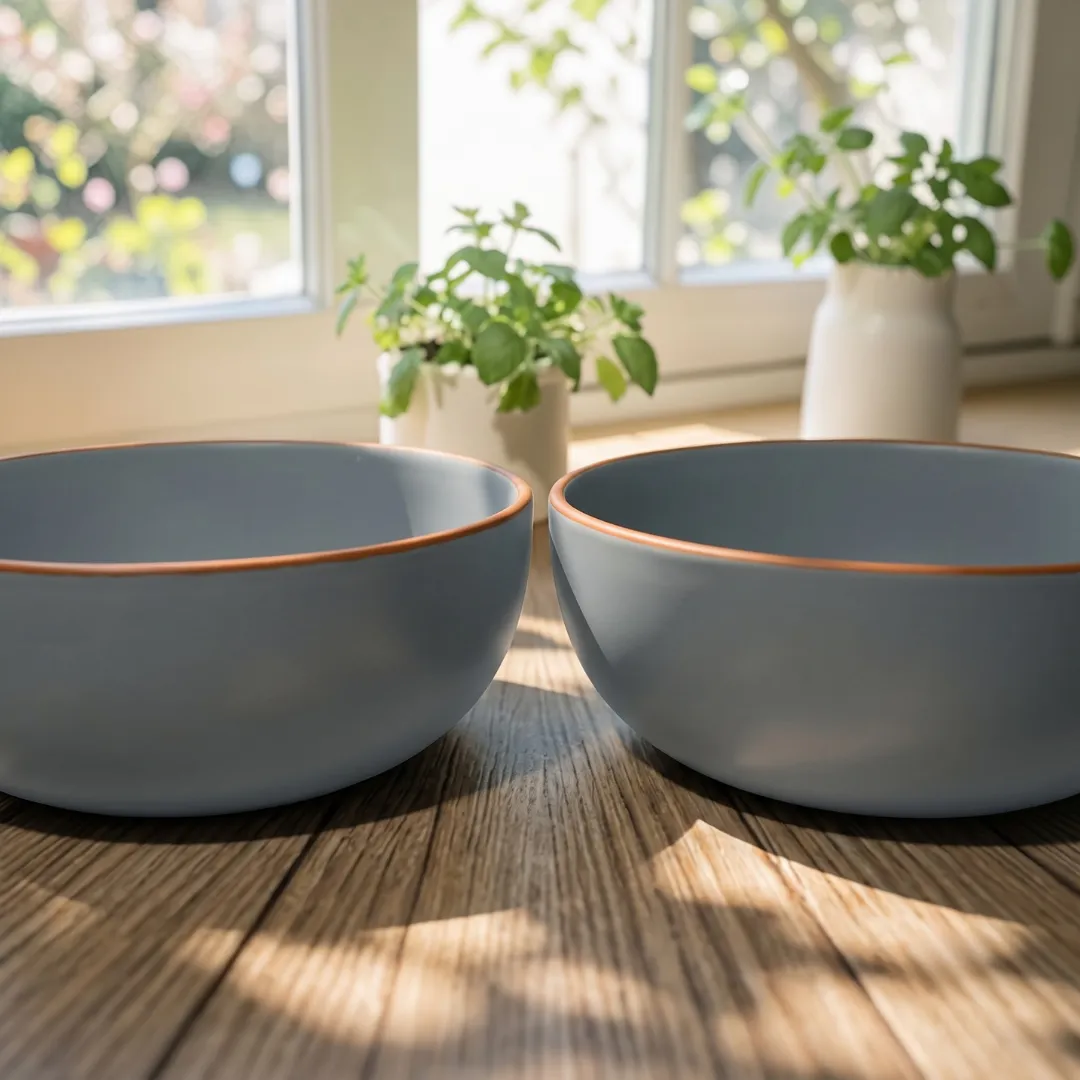 Harmiche Signature Grey Stoneware Serving Bowl Set of 2 | 700ml, matte slate glaze, terracotta rim. Oven & dishwasher safe. Built to share.