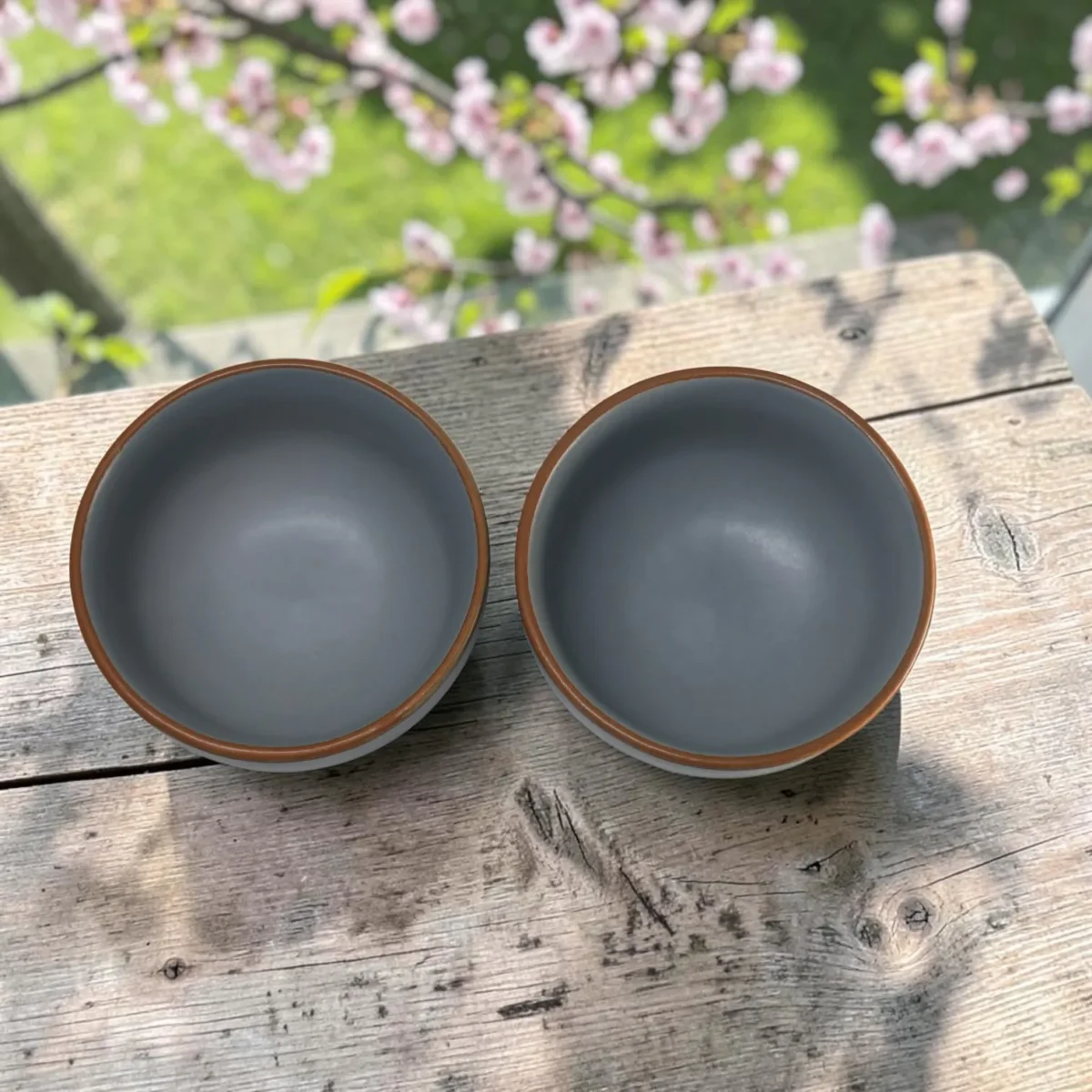 Harmiche Signature Grey Stoneware Soup Bowls, Set of 2 | 300ml, matte slate glaze, terracotta rim detail. Oven & dishwasher safe. Shop now.
