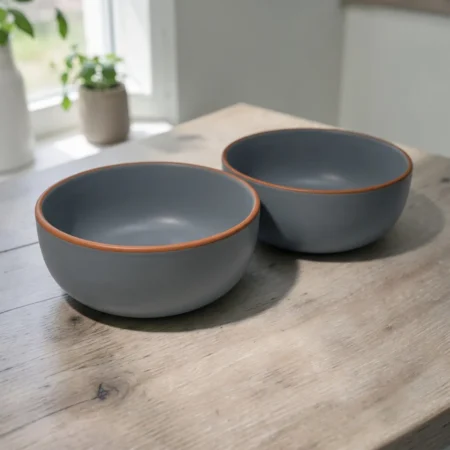 Harmiche Signature Grey Stoneware Serving Bowl Set of 2 | 700ml, matte slate glaze, terracotta rim. Oven & dishwasher safe. Built to share.