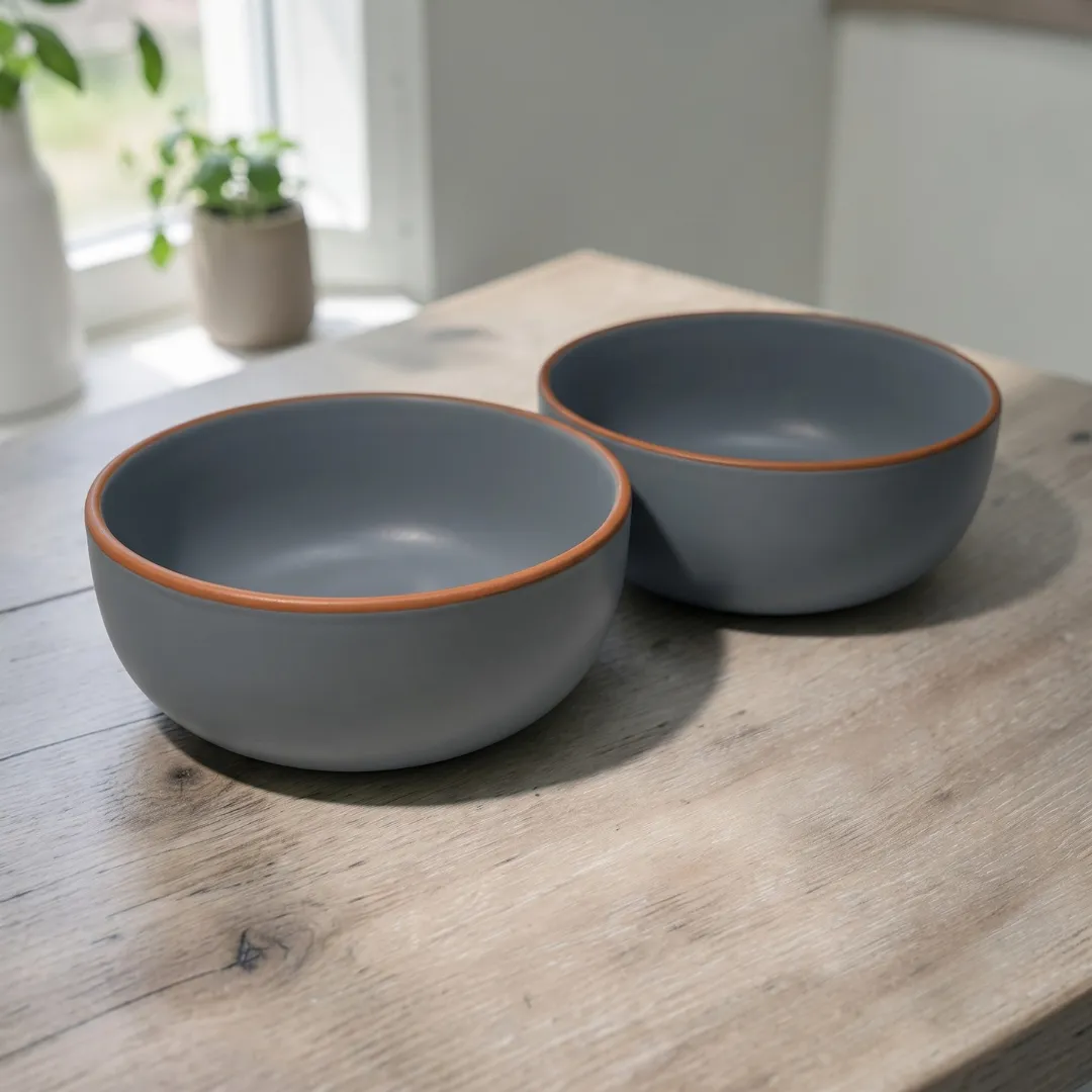 Harmiche Signature Grey Stoneware Serving Bowl | Generous Matte Slate, 700ml — Set of 2