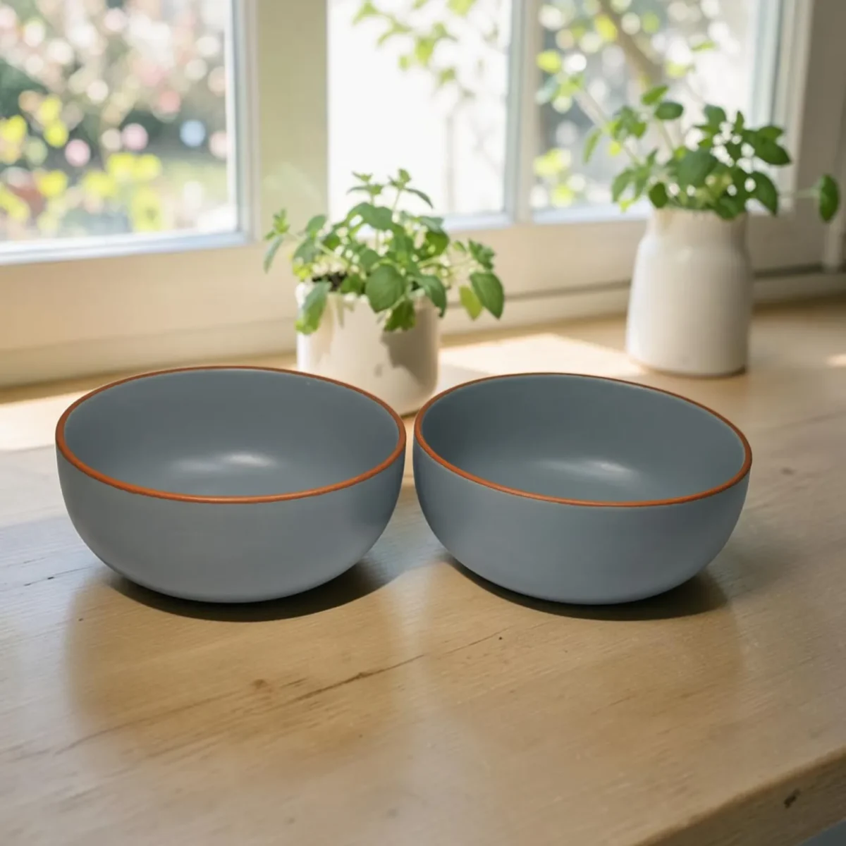 Harmiche Signature Grey Stoneware Serving Bowl Set of 2 | 700ml, matte slate glaze, terracotta rim. Oven & dishwasher safe. Built to share.