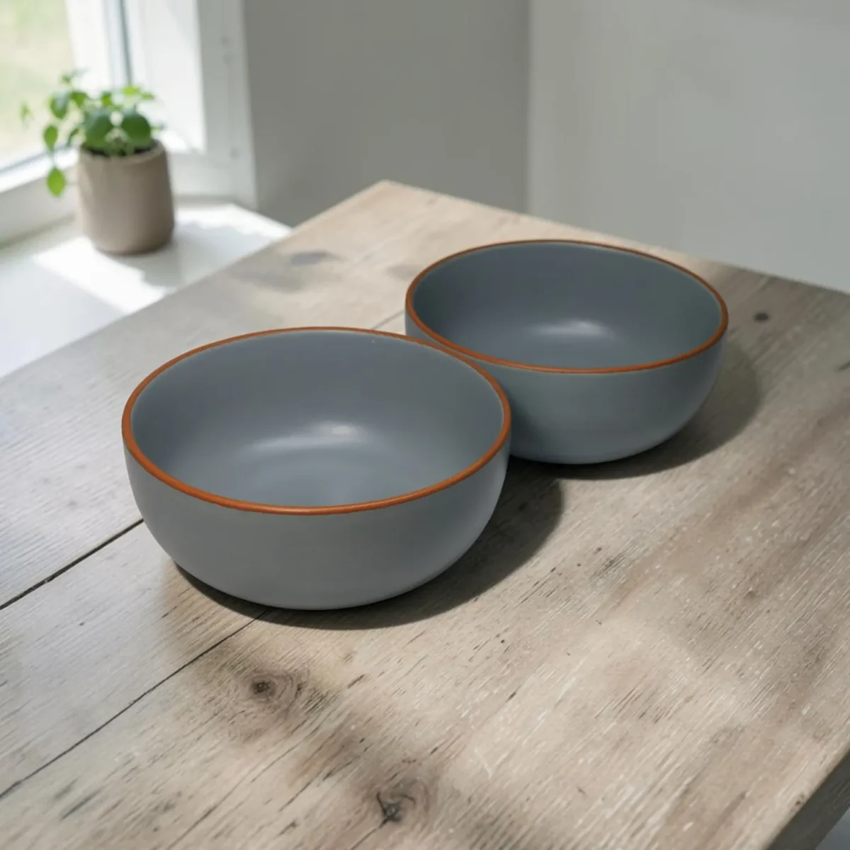 Harmiche Signature Grey Stoneware Serving Bowl Set of 2 | 700ml, matte slate glaze, terracotta rim. Oven & dishwasher safe. Built to share.