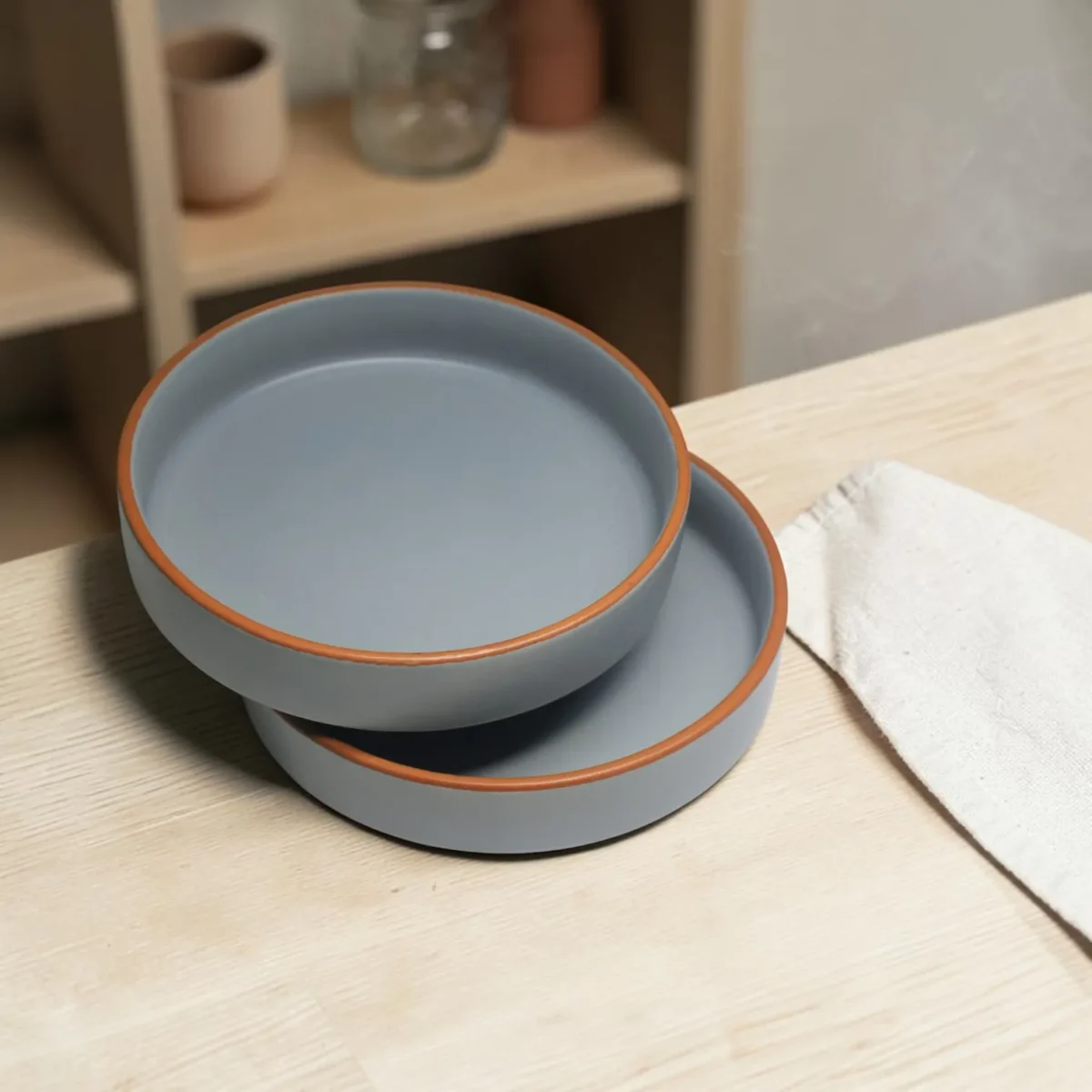 Harmiche Signature Grey Stoneware Salad Bowls, Set of 2 | 8 inch, matte slate glaze, exposed terracotta rim. Oven & dishwasher safe. Shop now.