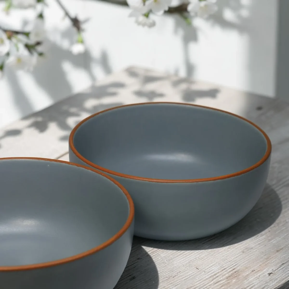 Harmiche Signature Grey Stoneware Serving Bowl Set of 2 | 700ml, matte slate glaze, terracotta rim. Oven & dishwasher safe. Built to share.