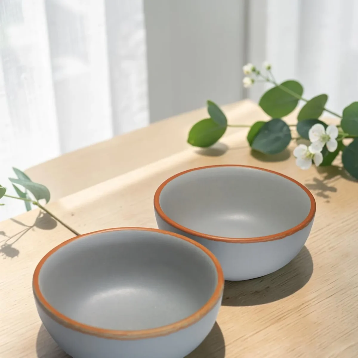 Harmiche Signature Grey Stoneware Katori Set of 2 | 180ml, matte slate glaze, terracotta rim. Oven & dishwasher safe. Perfect for every table.