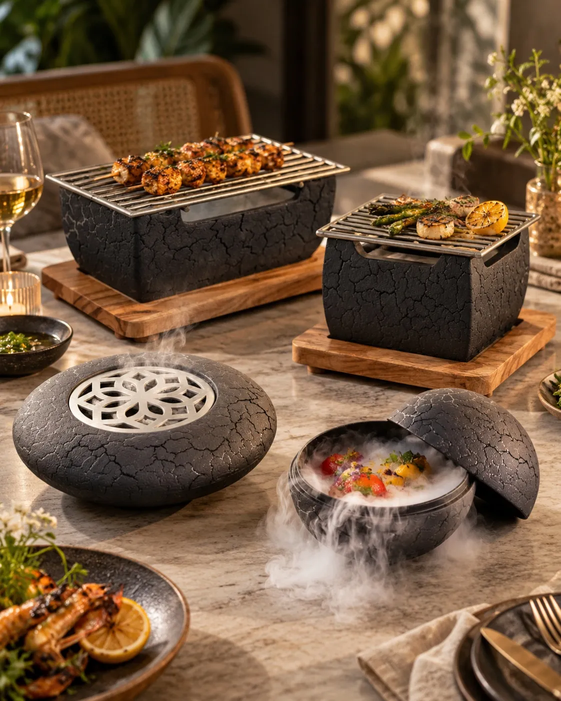 Harmiche tabletop barbecue setting