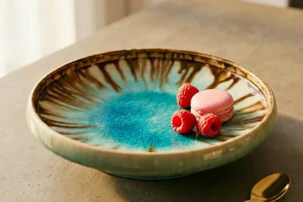 Blue Mirage — the platter that looks like ocean light trapped in ceramic. 🌊✨That crackle glaze _converted Custom ceramic tableware and serveware for hotels, cafés and restaurants