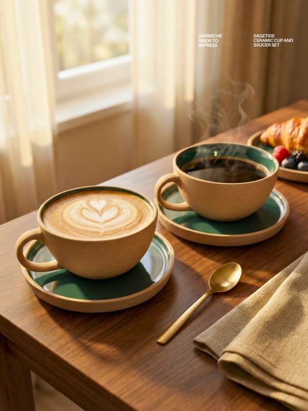 Two cups, two saucers, endless cozy conversations. 🤍A set that looks as good as it feels in han